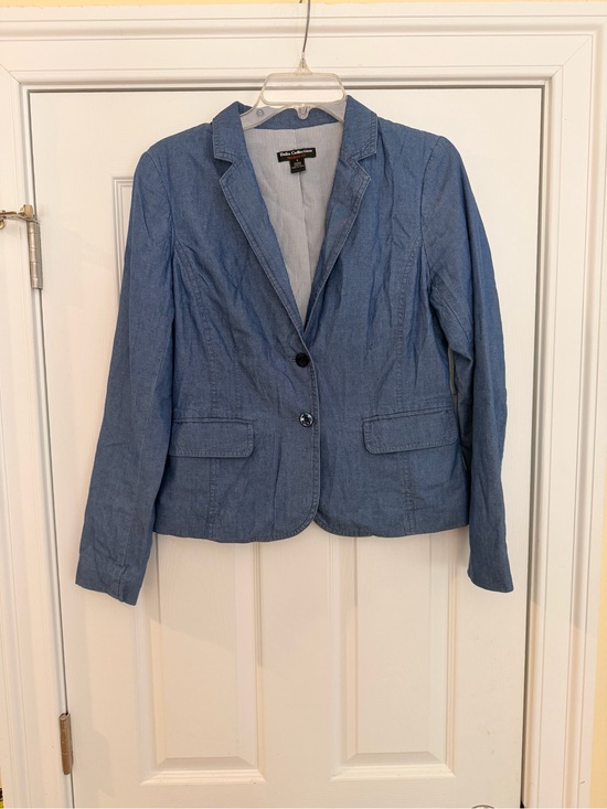 Dalia Collection Jackets & Blazers - Ladies Size Small "Dalia Collection" Light Blue Denim-Style Tailored Blazer GUC